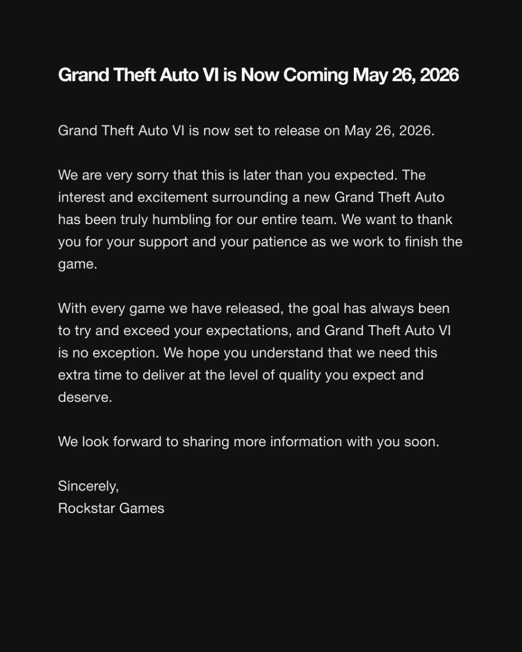 Official: GTA 6 Delayed!